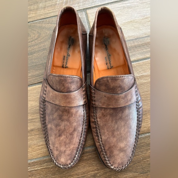 Santoni Men’s Designer Paine Brown Loafer Sz 9 Made In Italy main image 4